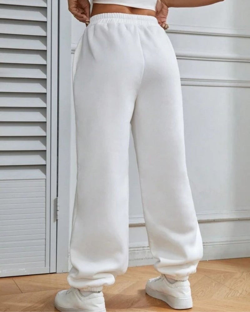 FLYNOFF USA Printed White Loose Fit Women Jogger - Image 2